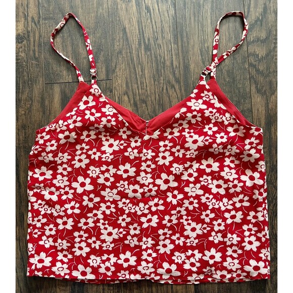 Madewell Women’s Button-Down Cami in Full Bloom 4 Retro Floral Cranberry - Picture 8 of 9